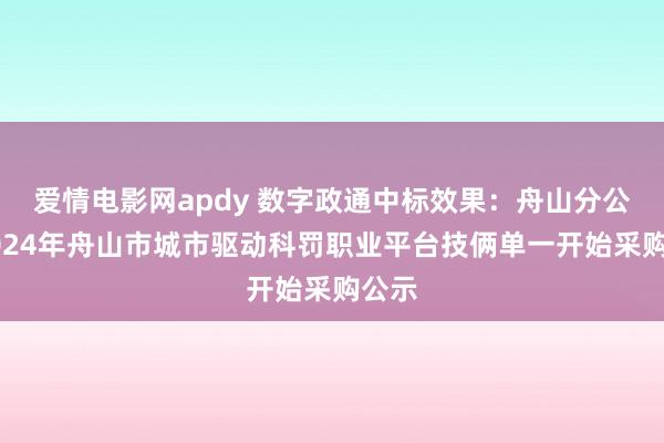 爱情电影网apdy 数字政通中标效果：舟山分公司2024年舟山市城市驱动科罚职业平台技俩单一开始采购公示