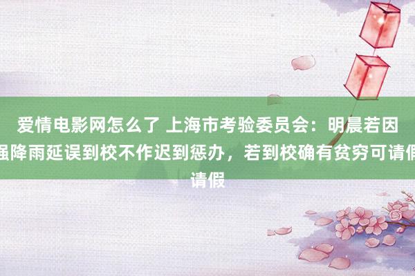 爱情电影网怎么了 上海市考验委员会：明晨若因强降雨延误到校不作迟到惩办，若到校确有贫穷可请假