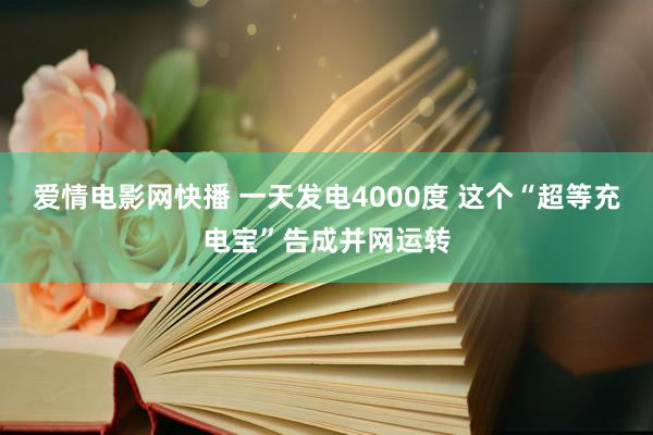 爱情电影网快播 一天发电4000度 这个“超等充电宝”告成并网运转