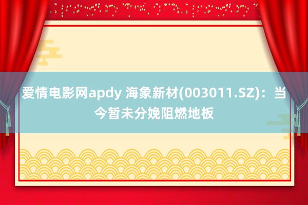 爱情电影网apdy 海象新材(003011.SZ)：当今暂未分娩阻燃地板